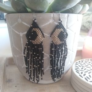 Moon Hand-beaded Earrings